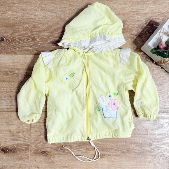 Vintage London Fog Toddler Girls Yellow Zip Lightweight Jacket with Hood 3T - Picture 1 of 8